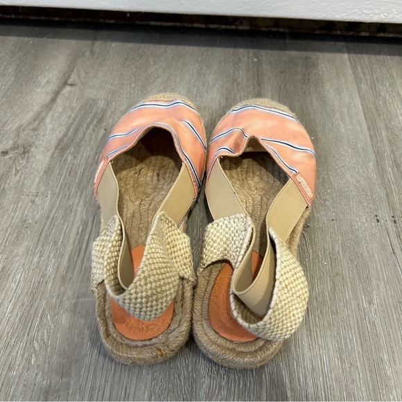 Coach Women’s Rayanne Pink Blue Stripe Tan Espadrilles Sandals Flats Size 8 - Picture 4 of 7